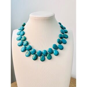 LUC Turquoise Hand Knotted Sterling Silver Necklace Bidirectional 16", 93 Grams